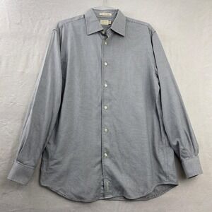 Vintage Parisian Signature Dress Shirt Men L Black White Geometric Retro 80s Mod